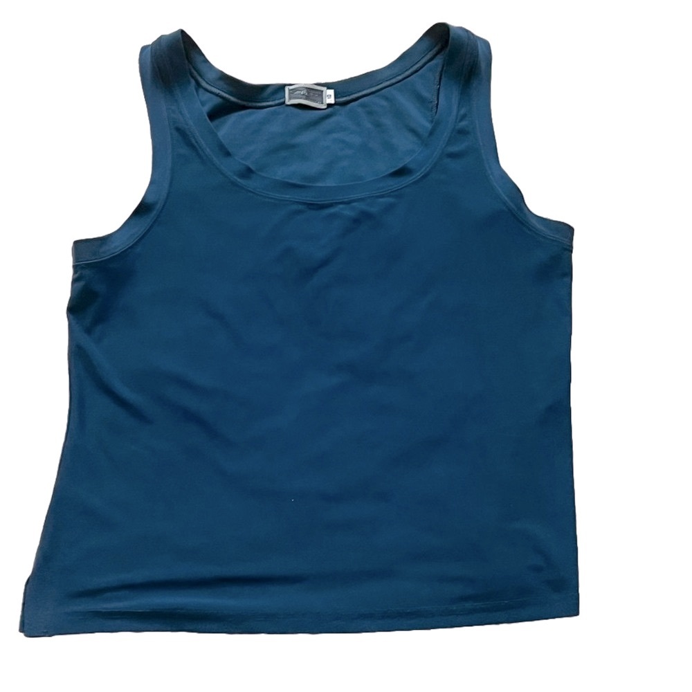 Sympli Blue Ultra Soft Fitted Sleeveless Tank Top in Cool Deep Teal Blue